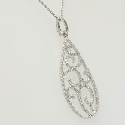 Filigree Teardrop Diamond Pendant Necklace