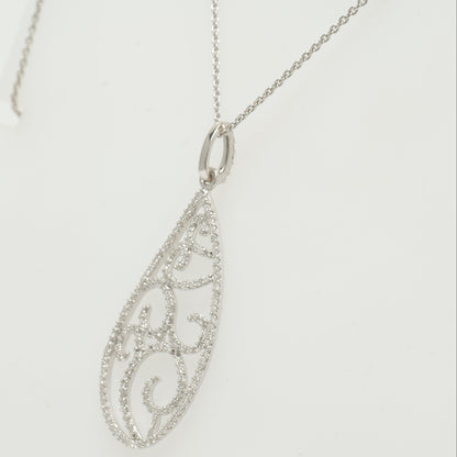 Filigree Teardrop Diamond Pendant Necklace