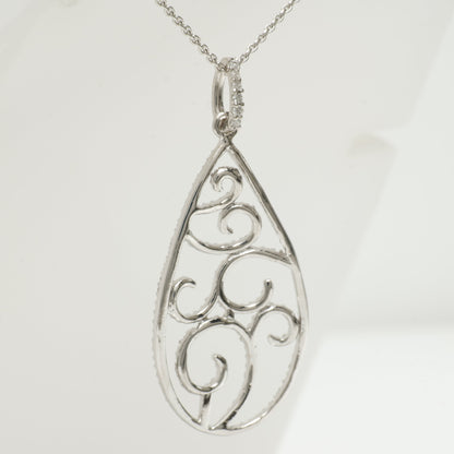 Filigree Teardrop Diamond Pendant Necklace