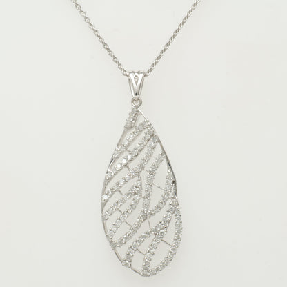 Leaf Pattern Natural Diamond Pendant Necklace