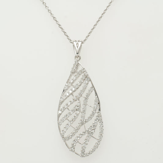 Leaf Pattern Natural Diamond Pendant Necklace