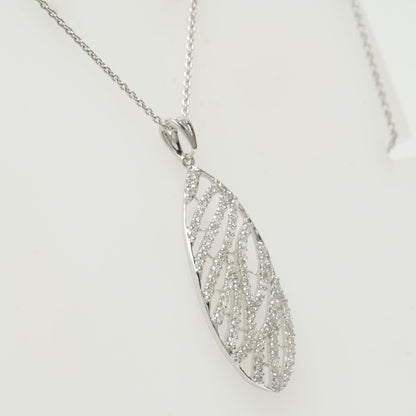 Leaf Pattern Natural Diamond Pendant Necklace