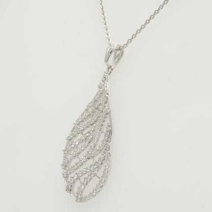 Leaf Pattern Natural Diamond Pendant Necklace