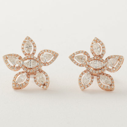 Floral Natural Diamond Earrings