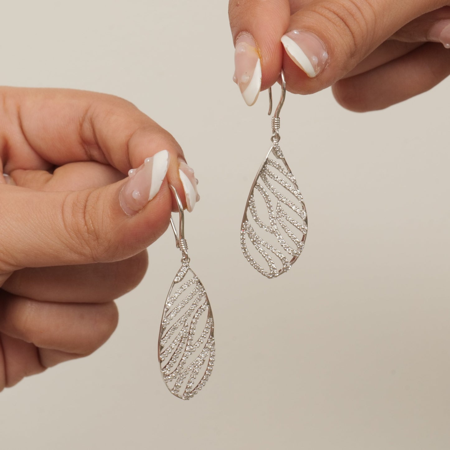 Leaf Drop Diamond Earrings