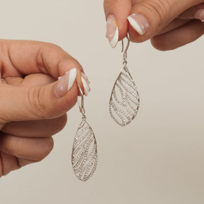 Leaf Drop Diamond Earrings