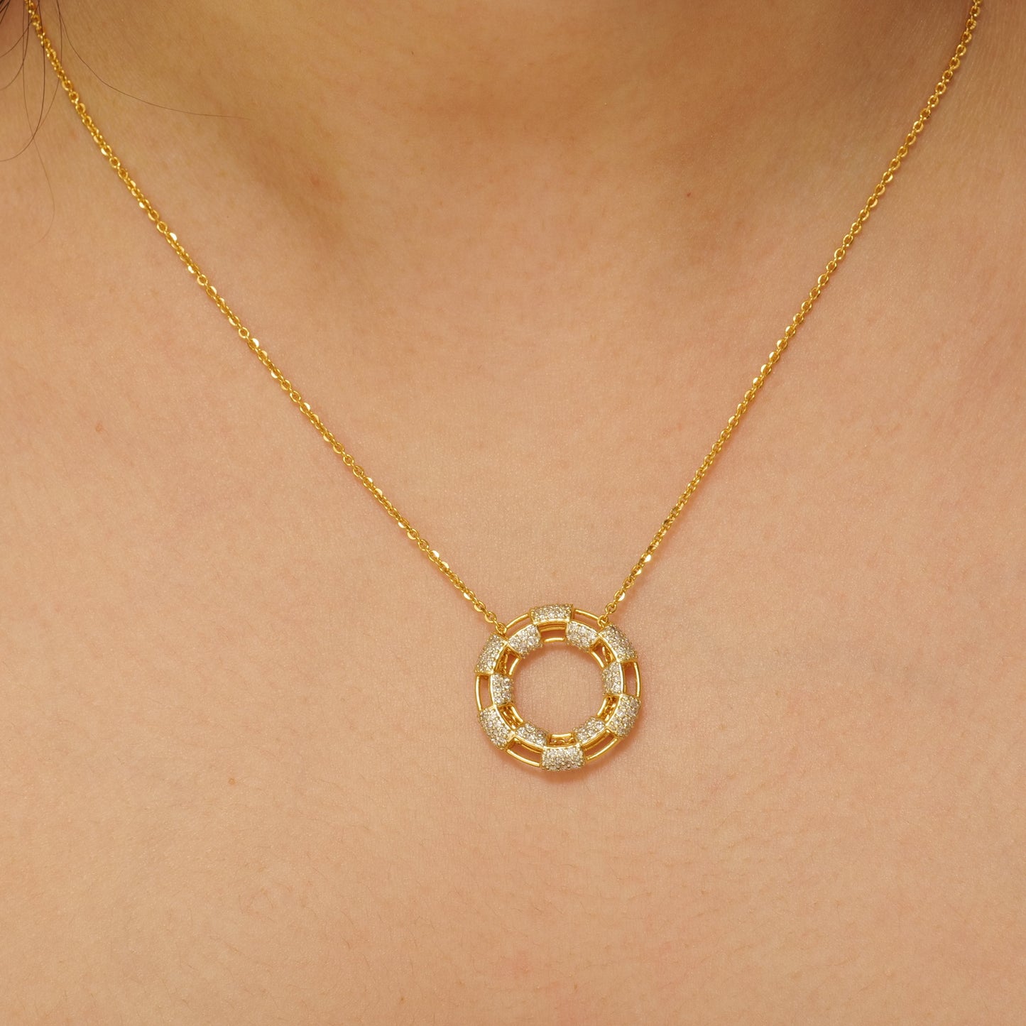 Diamond Circle Pendant Necklace