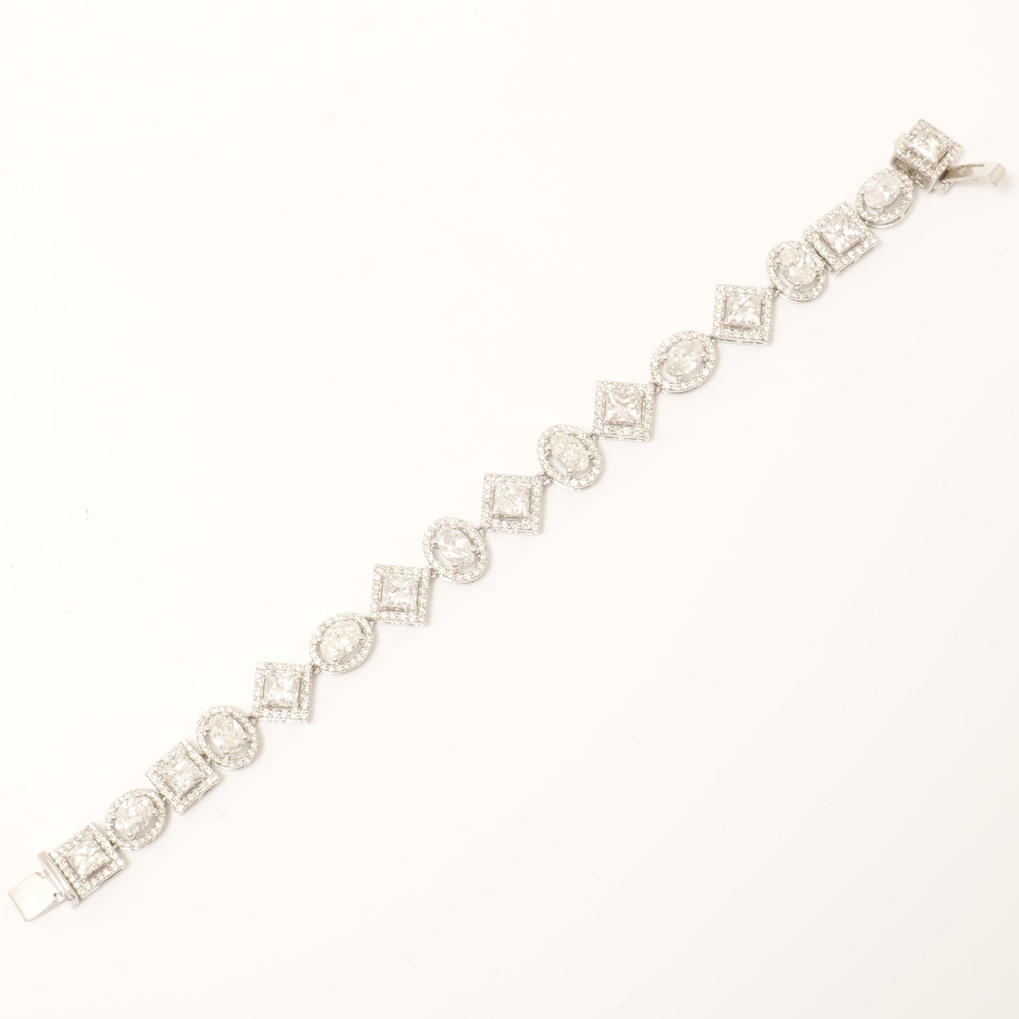Geometric Diamond Cluster Halo Bracelet