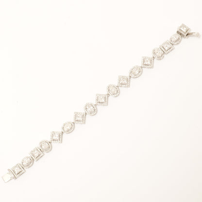 Geometric Diamond Cluster Halo Bracelet