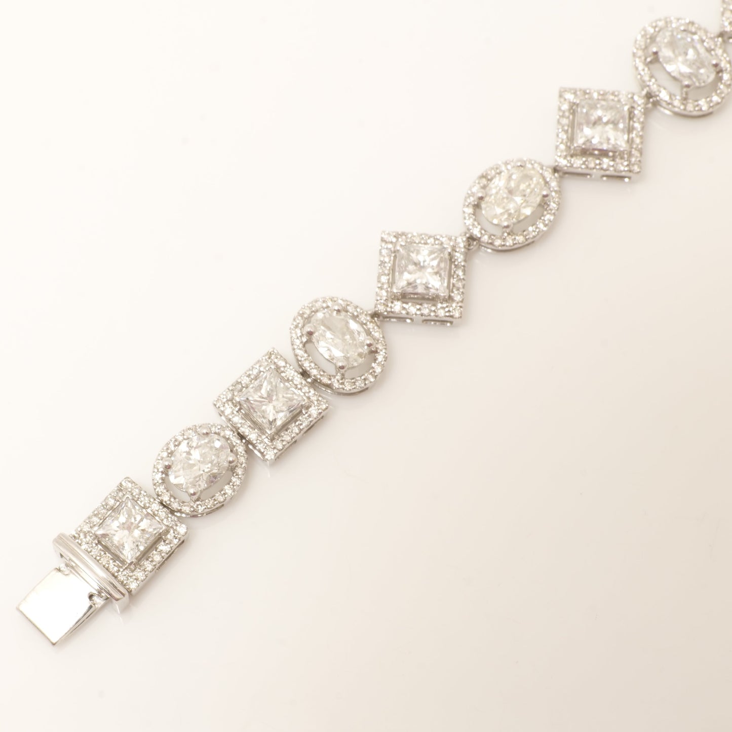 Geometric Diamond Cluster Halo Bracelet