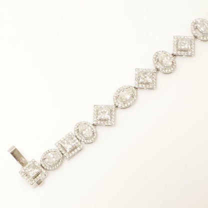 Geometric Diamond Cluster Halo Bracelet