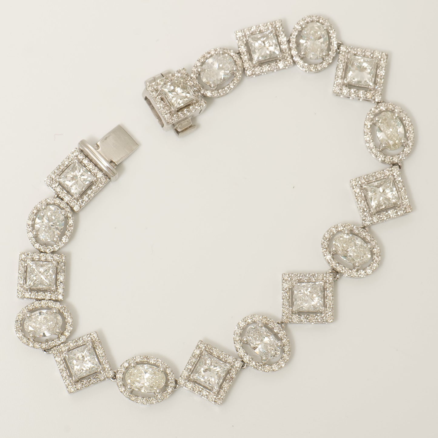 Geometric Diamond Cluster Halo Bracelet
