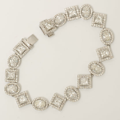 Geometric Diamond Cluster Halo Bracelet