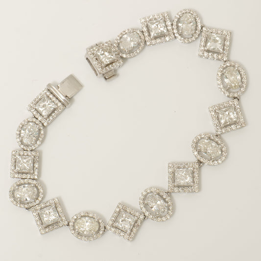 Geometric Diamond Cluster Halo Bracelet
