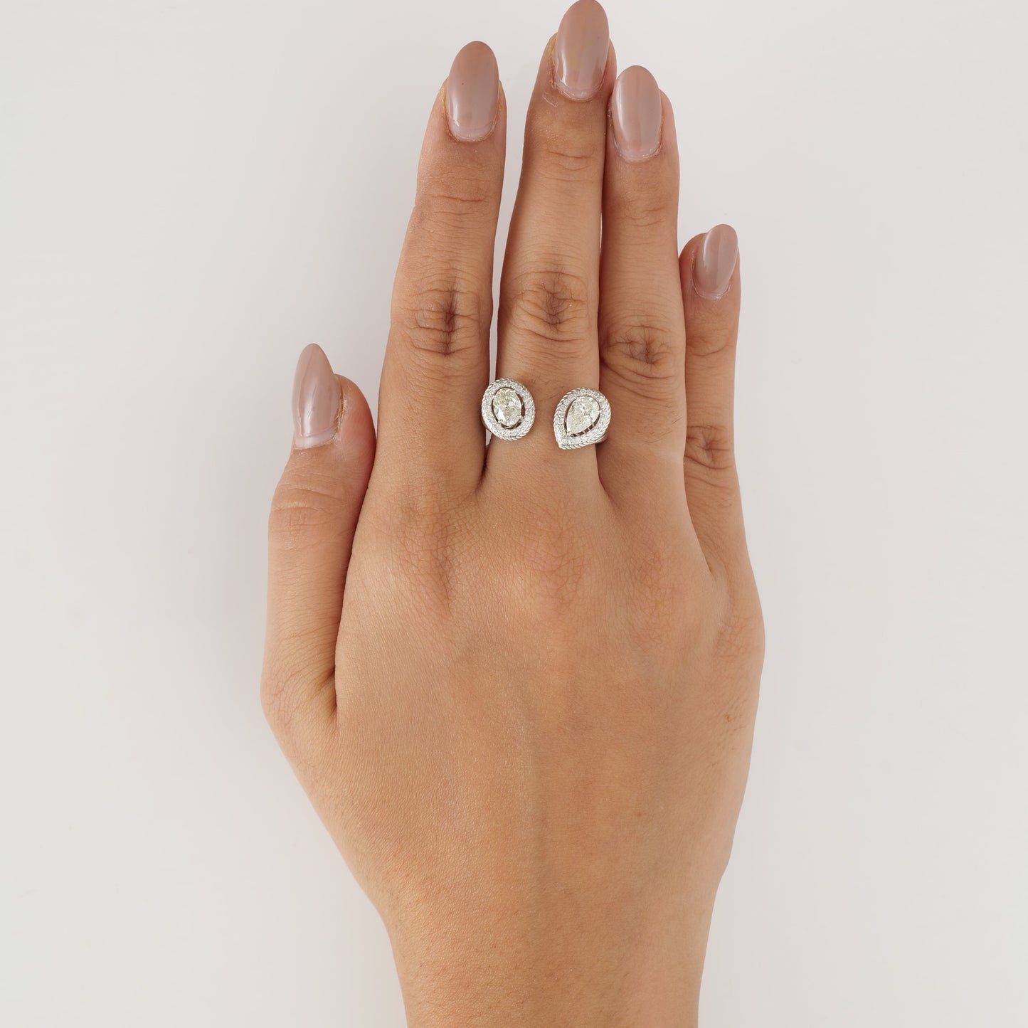 Pear and Oval Diamond Wrap Ring