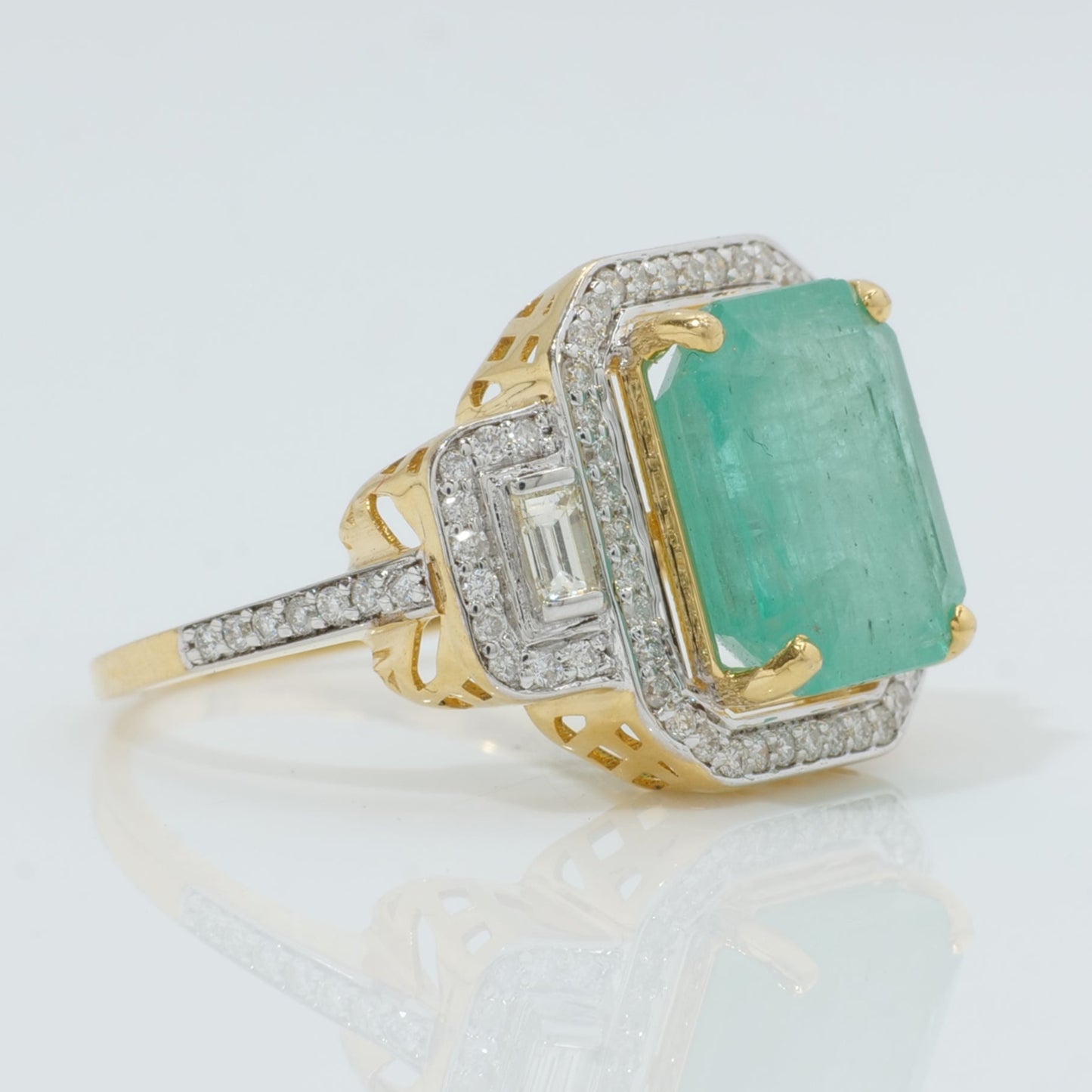 Emerald Cut Halo Ring