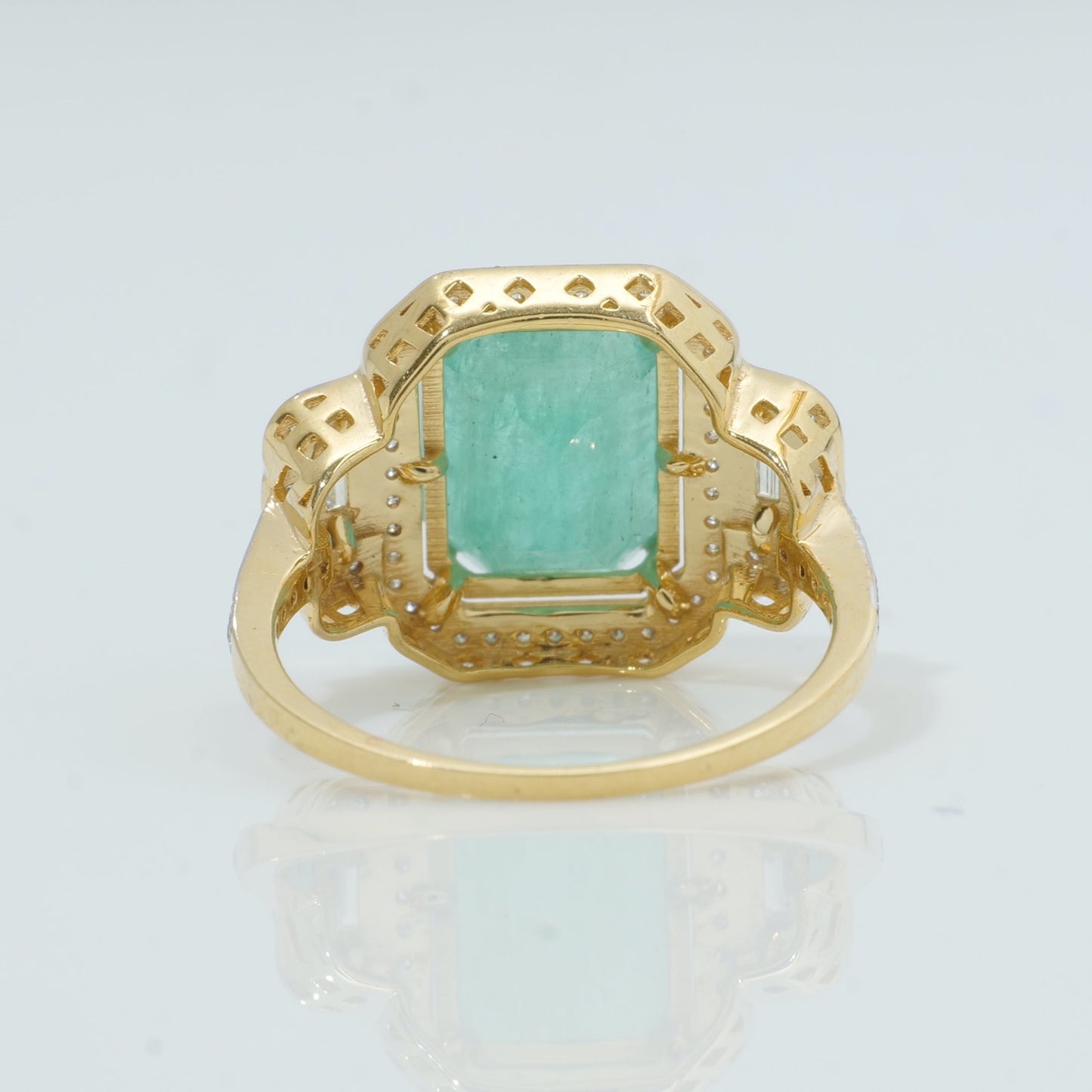 Emerald Cut Halo Ring