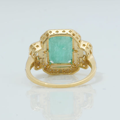 Emerald Cut Halo Ring