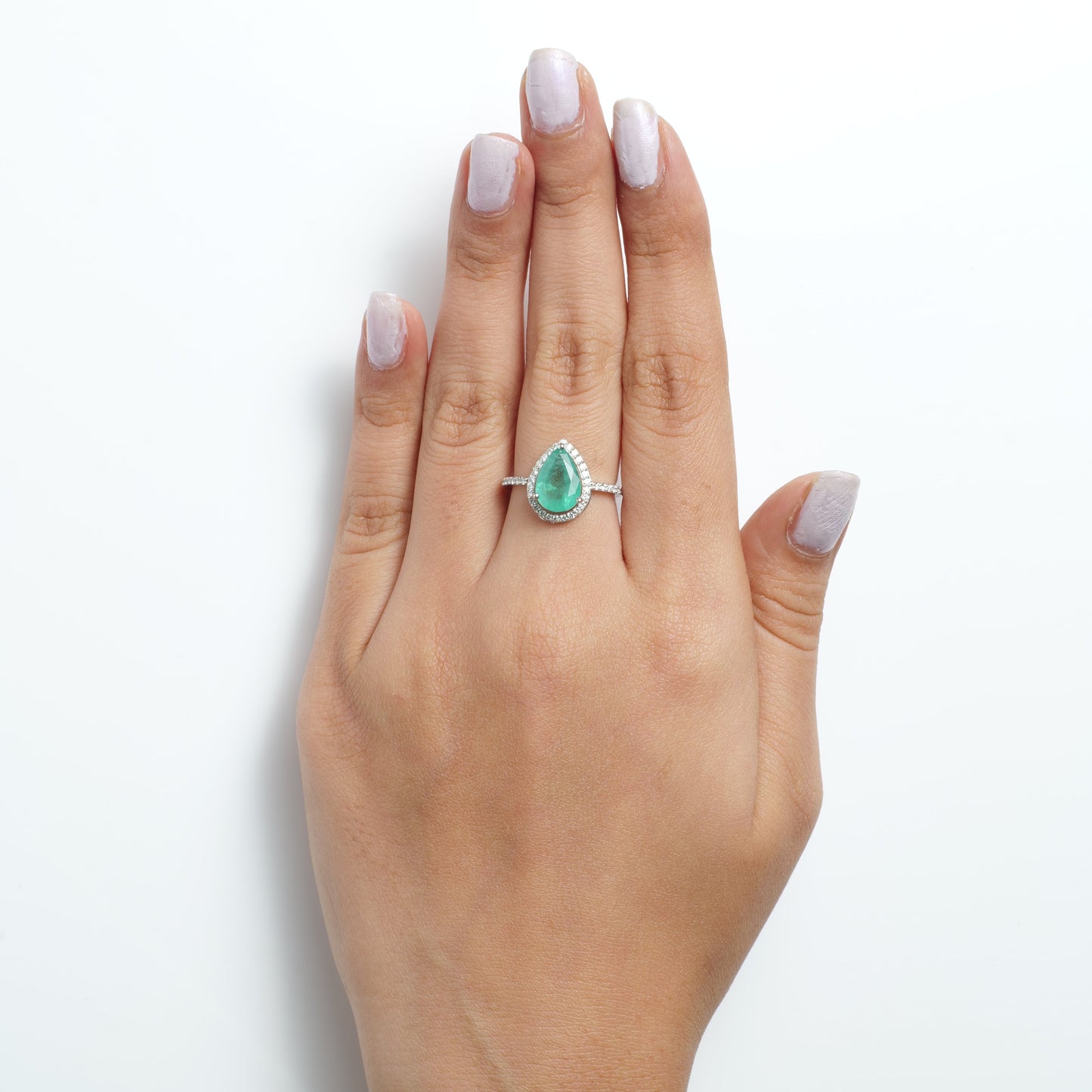 Pear Cut Emerald Diamond Ring