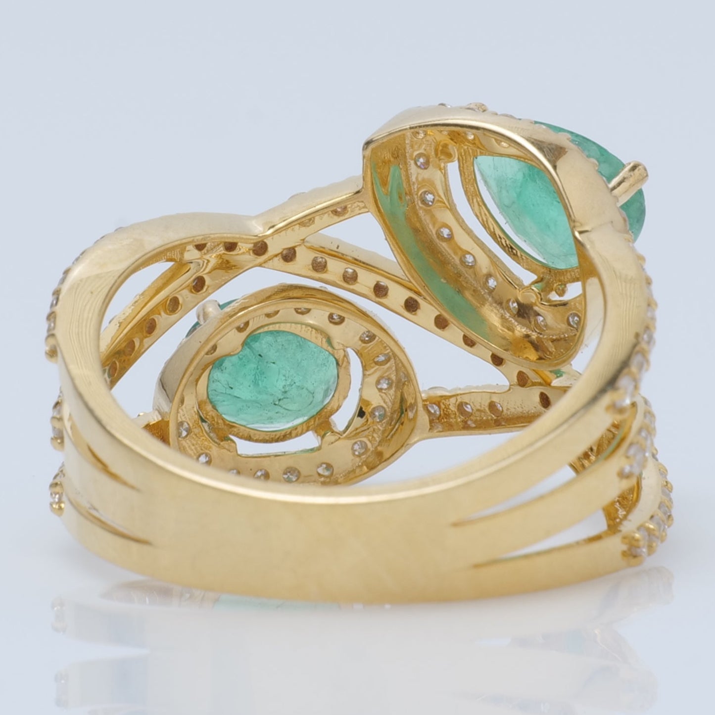 Double Emerald Diamond Ring