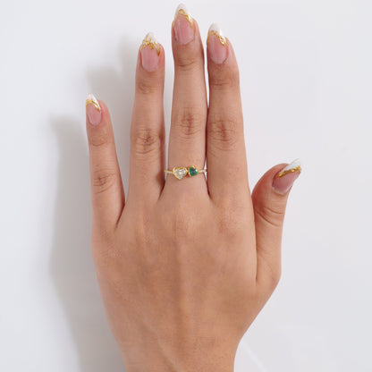 Heart Diamond Natural Emerald Ring