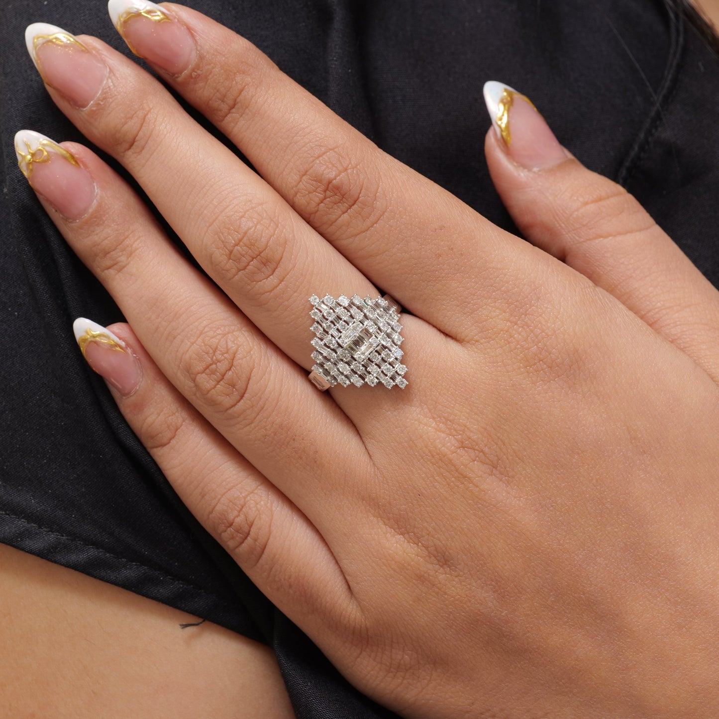 Baguette Cluster Diamond Ring