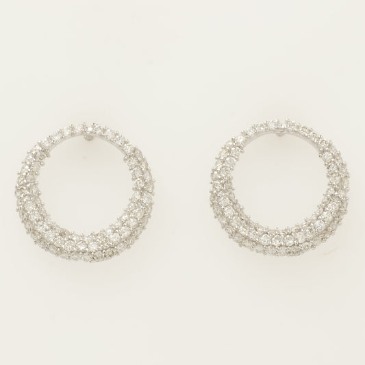 Circle Diamond Hoop Earrings