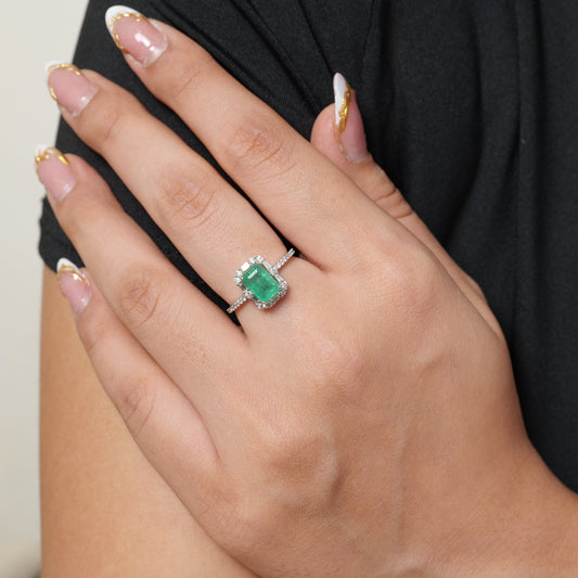 Emerald Halo Diamond Ring