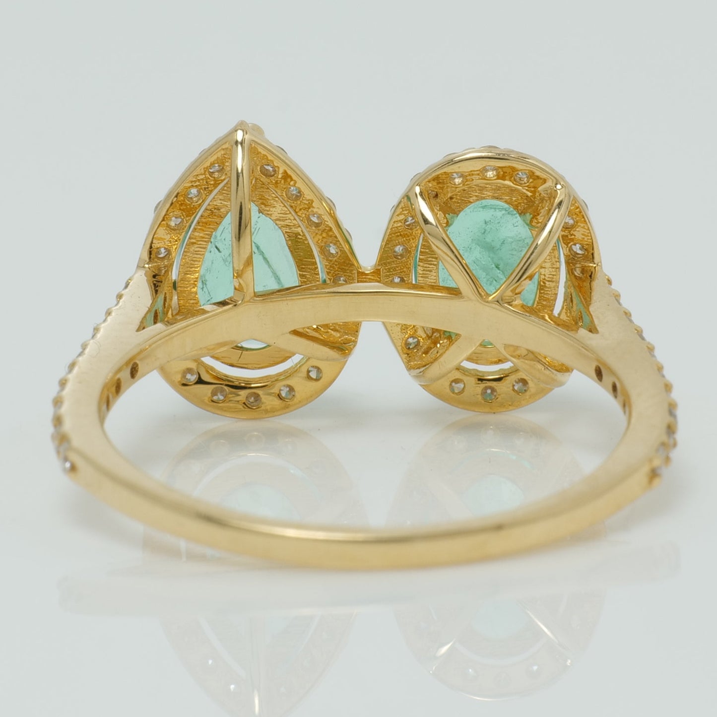 Dual Emerald Halo Ring