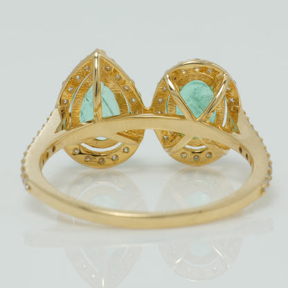 Dual Emerald Halo Ring