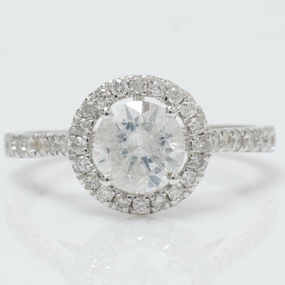 Round Halo Solitaire Diamond Ring