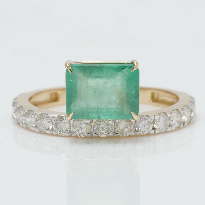 Natural Emerald Diamond Band Ring