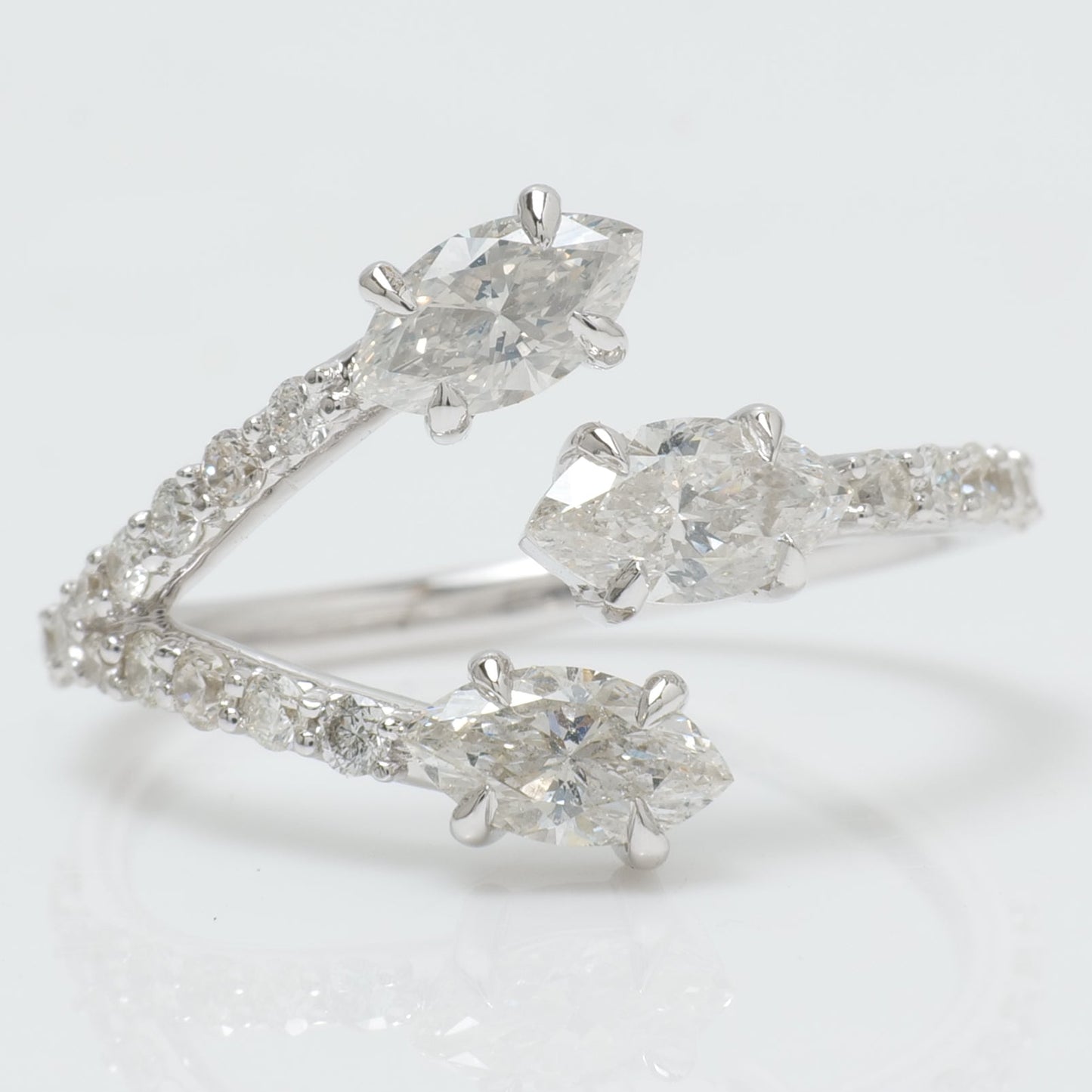 Three Natural Diamond Bypass Ring