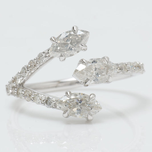 Three Natural Diamond Bypass Ring