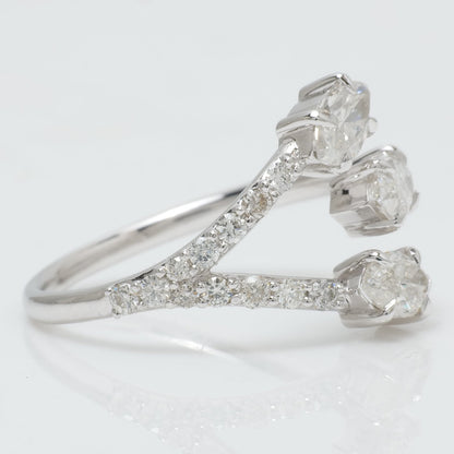 Three Natural Diamond Bypass Ring
