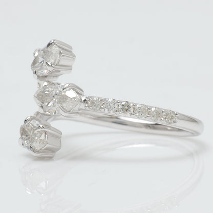 Three Natural Diamond Bypass Ring