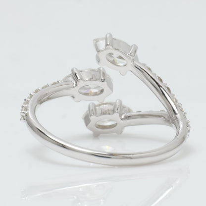 Three Natural Diamond Bypass Ring