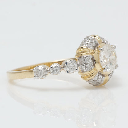 Sunburst Halo Diamond Ring