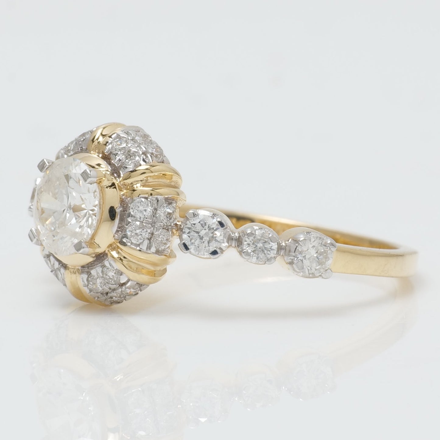 Sunburst Halo Diamond Ring