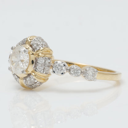 Sunburst Halo Diamond Ring