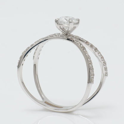 Crossover Solitaire Diamond Ring