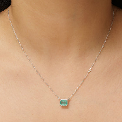 Emerald Diamond Pendant Necklace