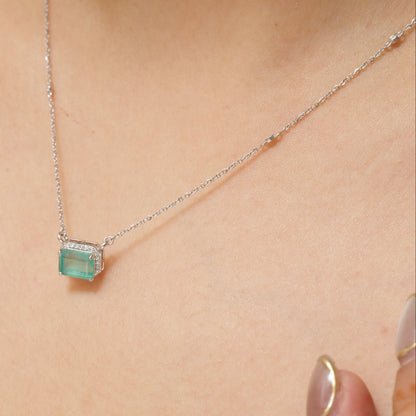 Emerald Diamond Pendant Necklace