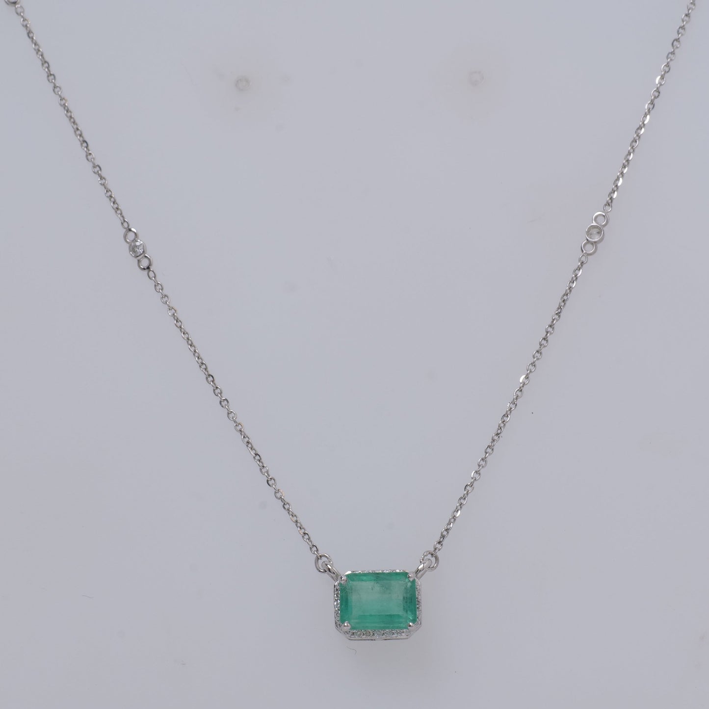 Emerald Diamond Pendant Necklace