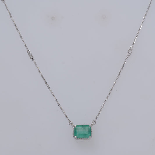 Emerald Diamond Pendant Necklace