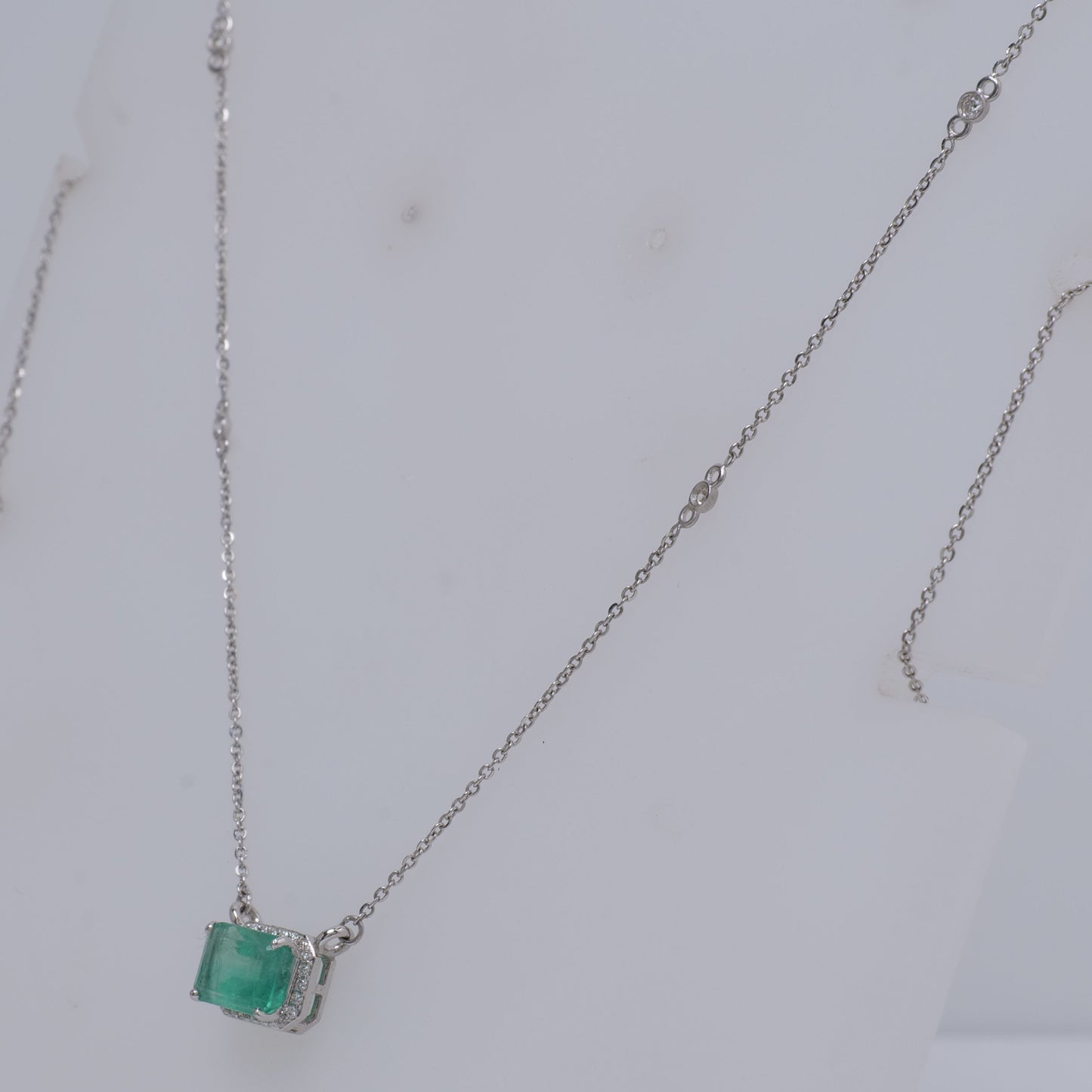 Emerald Diamond Pendant Necklace