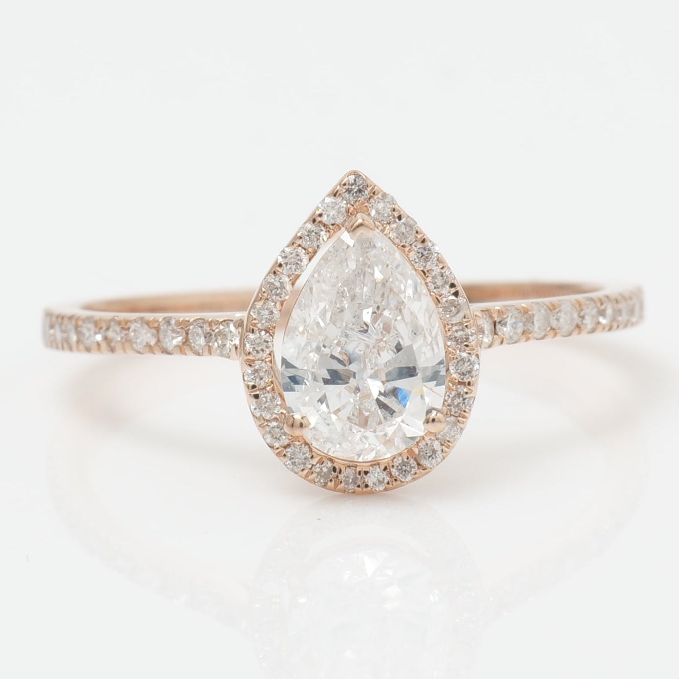 Pear Solitaire Halo Diamond Ring