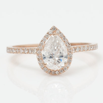 Pear Solitaire Halo Diamond Ring