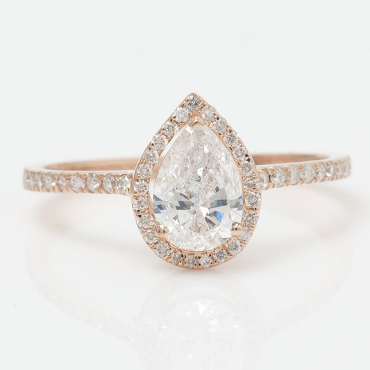 Pear Solitaire Halo Diamond Ring