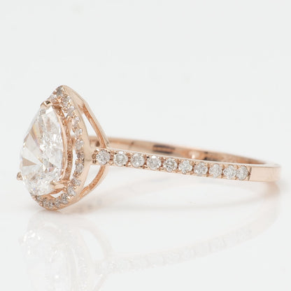 Pear Solitaire Halo Diamond Ring